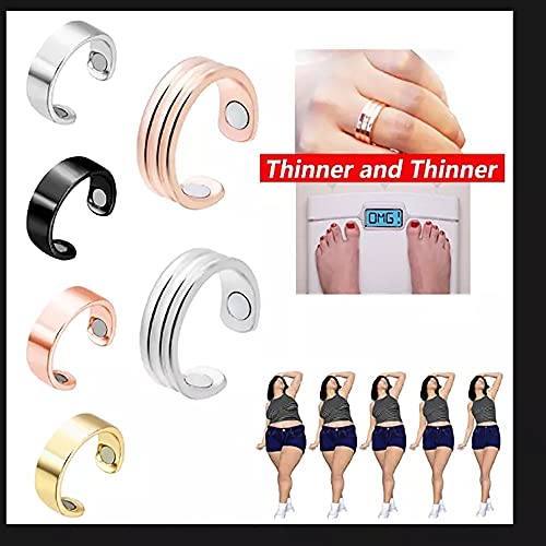 YXKV 2/4 PCS Blood Sugar Control Ring,Magnetic Therapy Ring,Nightime Men?s Therapeutic Magnetic Ring,Magnetic Therapy Ring Pain Relief for Arthritis and Carpal,Adjustable (D)