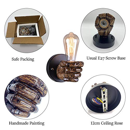 YXZQ Aplique de Pared Vintage 1 luz Apliques de Pared con Enchufe E27 Retron Iluminación Industrial amp Aplique de luz para Dormitorio Sala de Estar Pasillo