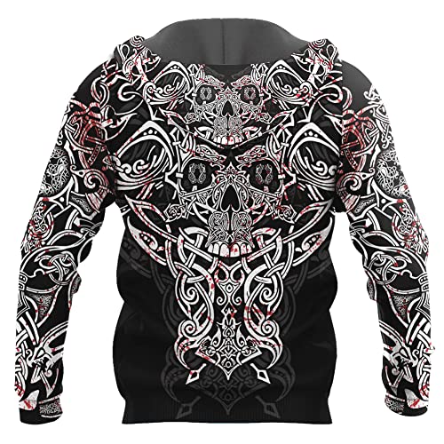 YYDSR Viking Luxury Hooded Helm of Awe 3D Impresión Completa Otoño Hombres Sudadera Chaqueta Informal Unisex (Tamaño EE. UU.),Viking Dragon Hoodies,M