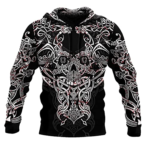 YYDSR Viking Luxury Hooded Helm of Awe 3D Impresión Completa Otoño Hombres Sudadera Chaqueta Informal Unisex (Tamaño EE. UU.),Viking Dragon Hoodies,M