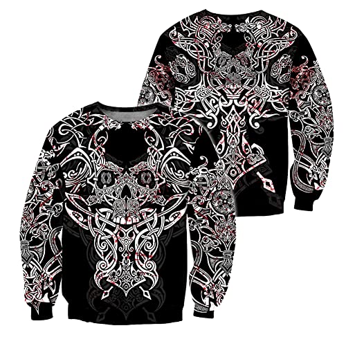YYDSR Viking Luxury Hooded Helm of Awe 3D Impresión Completa Otoño Hombres Sudadera Chaqueta Informal Unisex (Tamaño EE. UU.),Viking Dragon Pullover,M