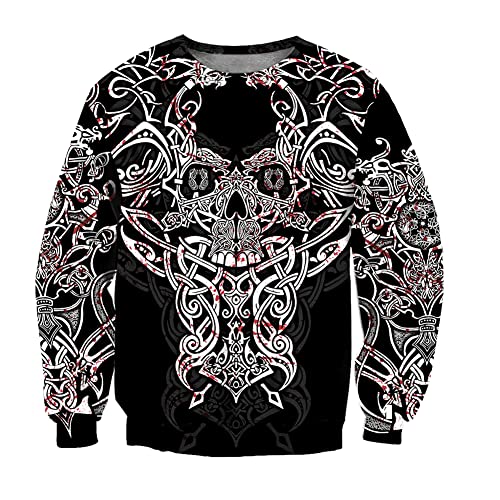 YYDSR Viking Luxury Hooded Helm of Awe 3D Impresión Completa Otoño Hombres Sudadera Chaqueta Informal Unisex (Tamaño EE. UU.),Viking Dragon Pullover,M
