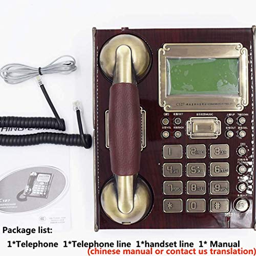 YYSS European Antique Vintage Call ID Manos Libres Teléfono Fijo Teléfono Fijo de Gama Alta con Auricular de Cuero para Negocios Oficina Hogar Marrón