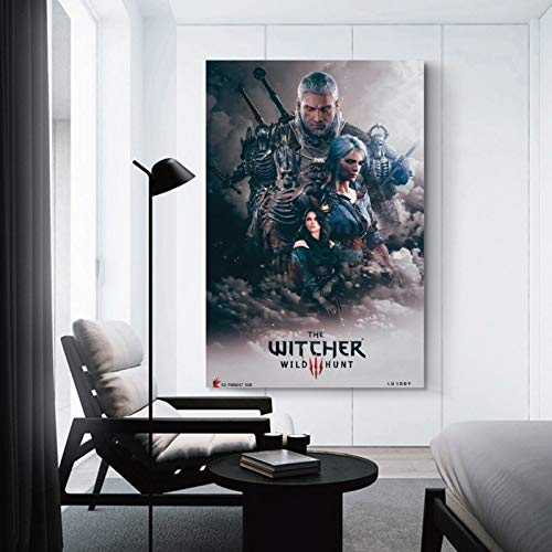 YZLI The Witcher 3 Wild Hunt Póster decorativo en lienzo para pared o sala de estar, 12 x 18 pulgadas (30 x 45 cm)