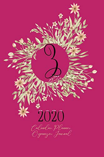 Z - 2020 Calendar, Planner, Organizer, Journal: Black Monogram Letter Z on a golden floral Wreath. Monthly and Weekly Planner, including 2019 and 2021 Calendars