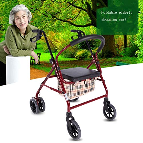 Z-DYQ Rollators Old Man Trolleys Seniors Compras Carrito de la Compra Old Hombre Carrito de Compras Mano Mano Push Push Carrito de Compras Asiento Plegable Carrito pequeño