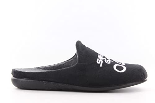 Zapatillas Casa para Hombre y Niño Color: Negro Talla: 43 - Dibujo Juego del Calamar, SQUID GAME . Suela de goma y forrada con pelito. Fabricadas en España.
