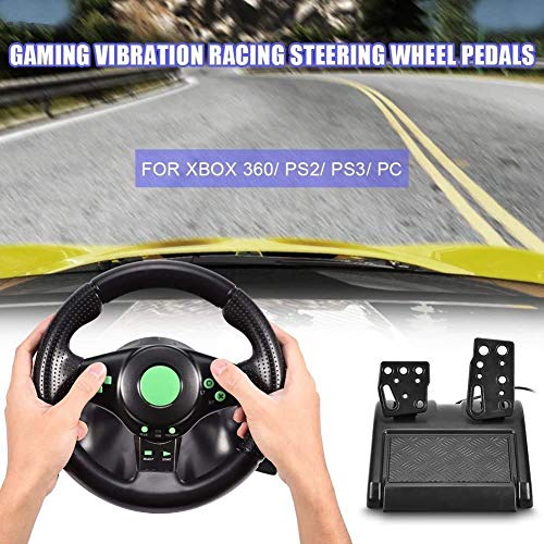 ZBBN Controlador de Volante de Carreras para Juegos Pedales de Volante con rotación de dirección de 180 Grados para 360/PS2/PS3/PC