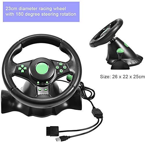 ZBBN Controlador de Volante de Carreras para Juegos Pedales de Volante con rotación de dirección de 180 Grados para 360/PS2/PS3/PC