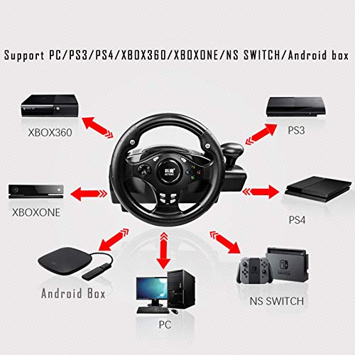 ZBBN Simulador de conducción USB para PC, Volante de Juegos de Carreras con Pedal, Adecuado para Interruptor PC/PS3/PS4/XB-OX One/NS