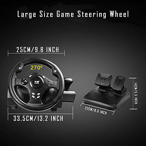 ZBBN Simulador de conducción USB para PC, Volante de Juegos de Carreras con Pedal, Adecuado para Interruptor PC/PS3/PS4/XB-OX One/NS