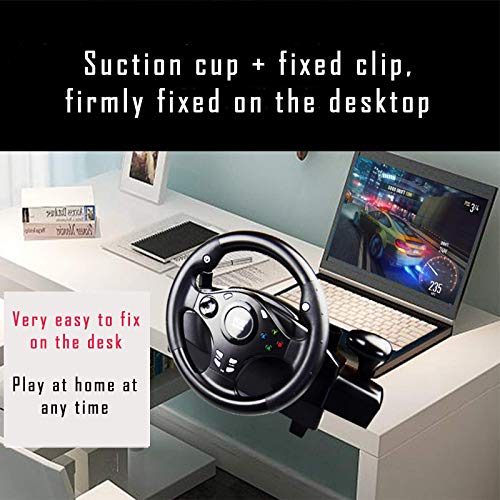 ZBBN Simulador de conducción USB para PC, Volante de Juegos de Carreras con Pedal, Adecuado para Interruptor PC/PS3/PS4/XB-OX One/NS