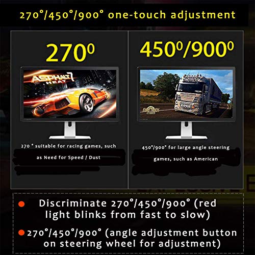 ZBBN Volante para Juegos de Carreras de 900 °, simulador de conducción USB para PC, con Pedal y Freno de Mano, Adecuado para PC/portátil, Negro