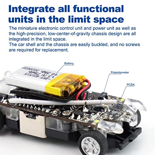 Zerodis Turbo Racing 1/76 RC Car Mini Size 2020 Nuevo Diseño de Patente Venta al por Mayor Electric Race RTR Car Kit Control Remoto Coche Juguetes para Niños y Adultos(Gris)