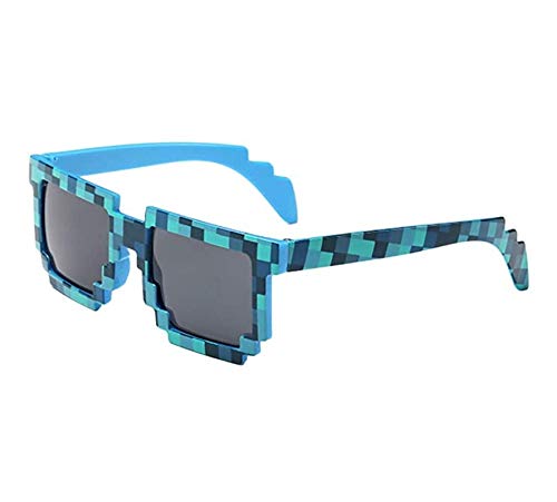 ZGHYBD 5 Pair Pixel Sunglasses,Boys Green Camouflage Pixelated Sunglasses UV Protect Gamer Sunglasses for Adult Kids Party