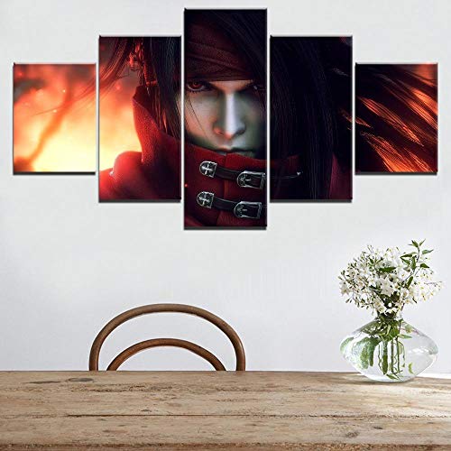ZhuHZ Cuadro sobre Lienzo Canvas Print Poster For Living Room Wall Art Picture 5 Pieces Game Final Fantasy VII Dirge of Cerberus Role Painting Home Decor Impresiones en Lienzo