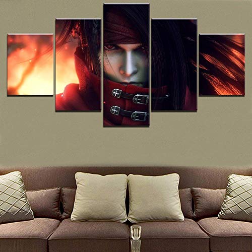 ZhuHZ Cuadro sobre Lienzo Canvas Print Poster For Living Room Wall Art Picture 5 Pieces Game Final Fantasy VII Dirge of Cerberus Role Painting Home Decor Impresiones en Lienzo
