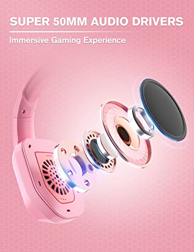 ZIUMIER Auriculares para Juegos con Micrófono, Cascos Gaming con Conector de 3,5 mm, Cancelación de Ruido, Graves Estéreo, para PS4, PS5, Xbox One, PC, Mac, Smartphone (Rosa)
