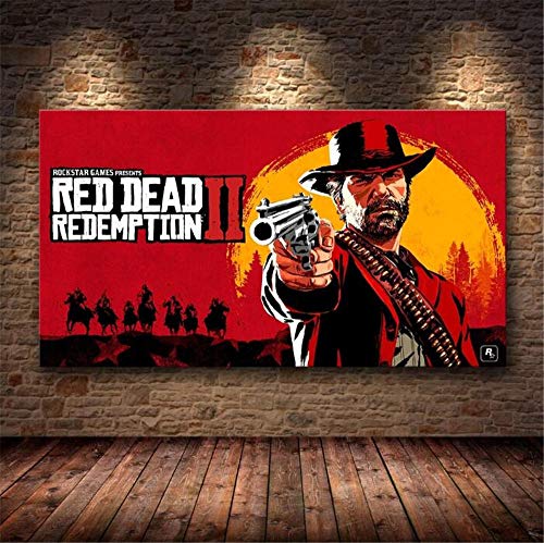 ZKPWLHS Impresiones sobre Lienzo 1 Pieza Póster De Los Videojuegos Red Dead Redemption 2 The Band West Band Game Wall Pintura Decoración del Hogar 60 * 90 Cm con Marcos