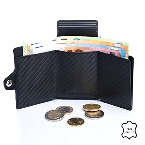 ZNAP Cartera Hombre Tarjetero Hombre RFID Metálico con Compartimento para Monedas – Pequeña Cartera Tarjetero Hombre de Aluminio – Billetera Hombre pequeña para 12 Tarjetas – Slim Wallet for Men