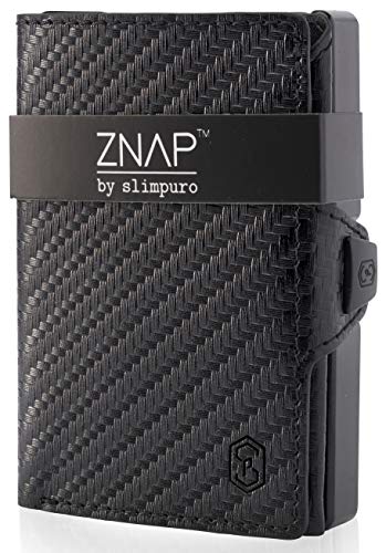 ZNAP Cartera Hombre Tarjetero Hombre RFID Metálico con Compartimento para Monedas – Pequeña Cartera Tarjetero Hombre de Aluminio – Billetera Hombre pequeña para 12 Tarjetas – Slim Wallet for Men