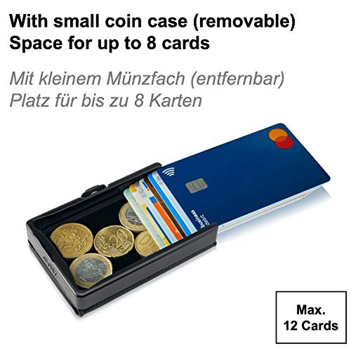 ZNAP Cartera Hombre Tarjetero Hombre RFID Metálico con Compartimento para Monedas – Pequeña Cartera Tarjetero Hombre de Aluminio – Billetera Hombre pequeña para 12 Tarjetas – Slim Wallet for Men