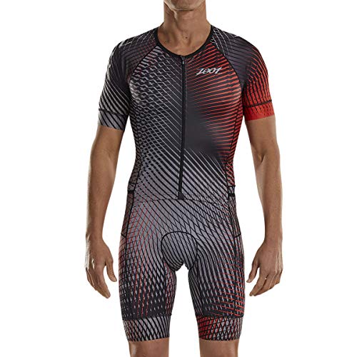 Zoot Traje de Triatlón Aéreo Masculino Estilo Stoke con Manga, Acolchado del Asiento, Elementos Reflectantes, FPS 50+, Tres Bolsillos Traseros y Cremallera Frontal. Tamaño S