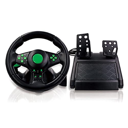 ZOUD Volante de juego 4 en 1 con pedales de rotación de 180 ° para volante de juego XB 360/PS3/PS2/PC