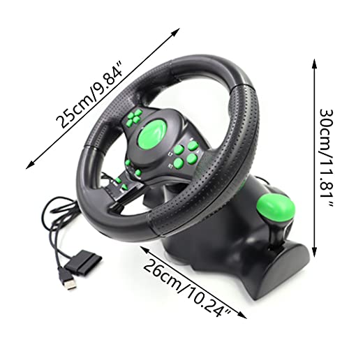 ZOUD Volante de juego 4 en 1 con pedales de rotación de 180 ° para volante de juego XB 360/PS3/PS2/PC