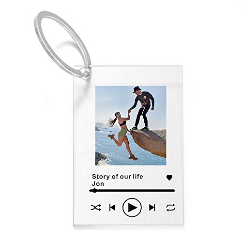 zouwii Llavero Personalizado con código de Spotify, Tablero de música, Llavero, álbum de Fotos Personalizado, Signo Musical, Placa de canción, Llavero, Regalo para el día de San Valentín
