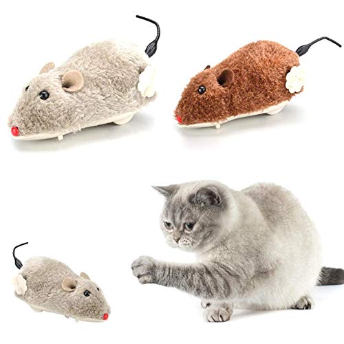 ZOZOSEP Toy for Cat Kitten Play y Chase Ratón de Reloj de Color Aleatorio para Gatos Wind-up Plush Mouse Toys Cat Catch