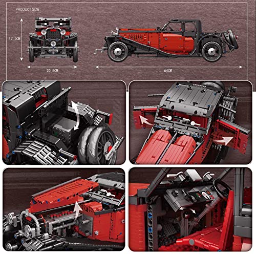 ZRY Juego de ladrillos de coche clásicos, juego de bloques de construcción de coches retro, 3564 piezas+colección de coches antiguos, compatible con Lego (sin control remoto)