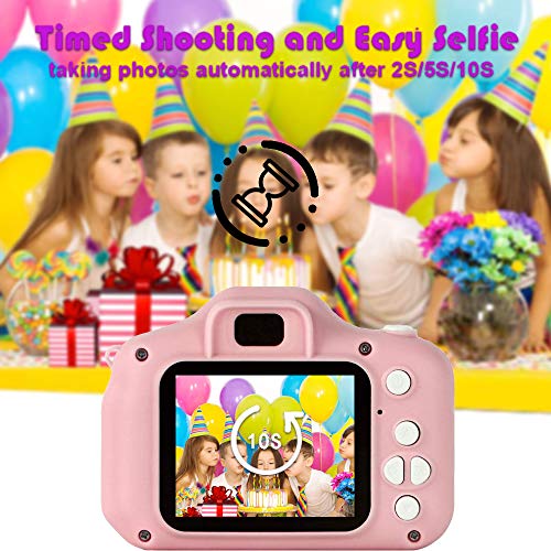ZStarlite Cámara Digital para Niños, 1080P 2.0" HD Selfie Video Cámara Infantil, Regalos Ideales para Niños Niñas de 3-10 Años, con Tarjeta TF 32 GB, Lector de Tarjetas (Rosa)