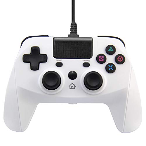 ZUEN Dispositivo De Juego USB con Cable para La Conexión Más Estable Juego Suave Juego, para Gamepads PS4 PS3 PC con Doble Impacto Almohadillas De Contacto Giroscopio,Gris