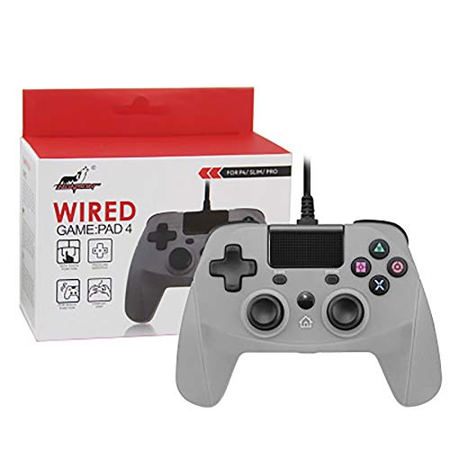 ZUEN Dispositivo De Juego USB con Cable para La Conexión Más Estable Juego Suave Juego, para Gamepads PS4 PS3 PC con Doble Impacto Almohadillas De Contacto Giroscopio,Gris