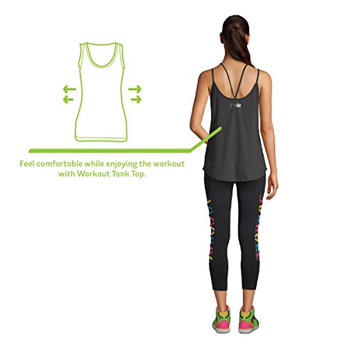 Zumba Active Easy Fit - Camiseta de tirantes para mujer, diseño gráfico, con tiras y tiras para entrenamiento, color negro