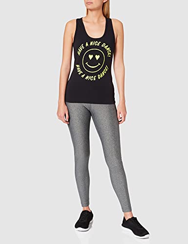 Zumba Atlético Estampado Fitness Camiseta Negra Mujer Racerback de Entrenamiento Top Deportivo Tank Tops, Poppin' Black, Large Womens