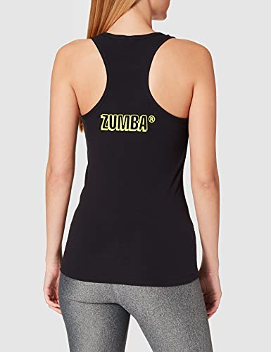 Zumba Atlético Estampado Fitness Camiseta Negra Mujer Racerback de Entrenamiento Top Deportivo Tank Tops, Poppin' Black, Large Womens