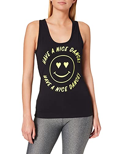 Zumba Atlético Estampado Fitness Camiseta Negra Mujer Racerback de Entrenamiento Top Deportivo Tank Tops, Poppin' Black, Large Womens