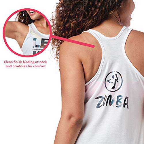 Zumba Dance Atlético Estampado Fitness Camiseta Mujer Sueltas de Entrenamiento Top Deportivo, Wear It out White A, Large