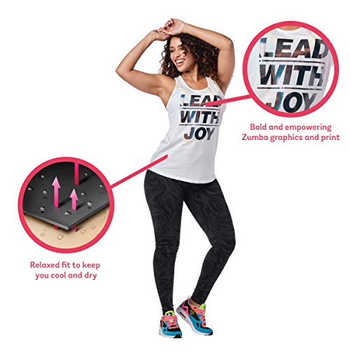 Zumba Dance Atlético Estampado Fitness Camiseta Mujer Sueltas de Entrenamiento Top Deportivo, Wear It out White A, Large