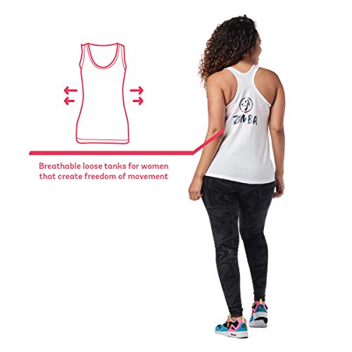 Zumba Dance Atlético Estampado Fitness Camiseta Mujer Sueltas de Entrenamiento Top Deportivo, Wear It out White A, Large
