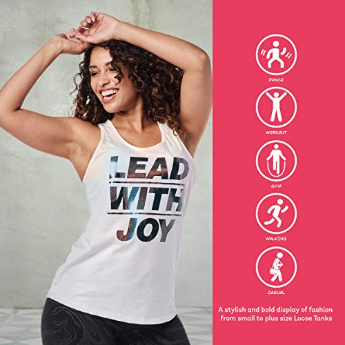 Zumba Dance Atlético Estampado Fitness Camiseta Mujer Sueltas de Entrenamiento Top Deportivo, Wear It out White A, Large