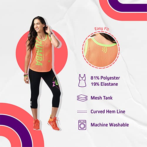 Zumba Fitness® Zumba Atmungsaktives Jersey-trainingsoberteil Fitness Dance Sexy Tank Top Damen Camiseta, Coral Play, Small para Mujer