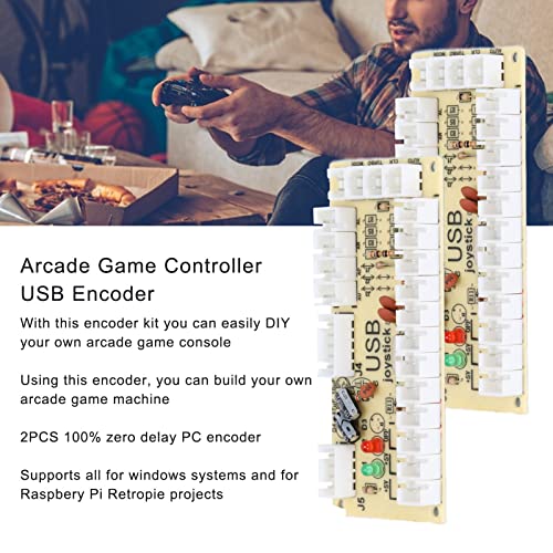 Zwinner Codificador de Consola de Juegos, Codificador de Arcade Fácil de Instalar LED Parpadeante para PC para Retro para MAME(QM070913 (Doble))