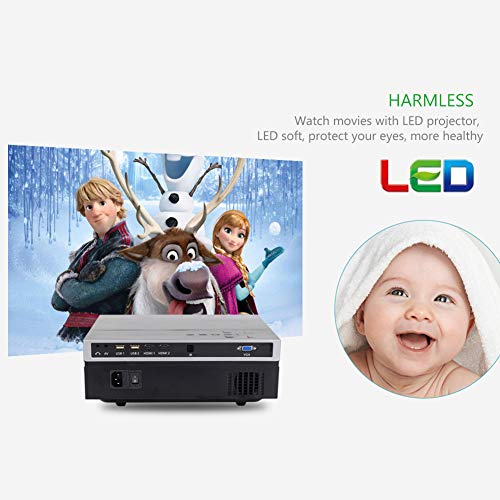 ZXCVASDF Proyector HD, proyector 1080p, Ministerio del Interior Entretenimiento, la proyección del LED, 200 Pulgadas de Cine en casa, Compatible con USB AV VGA HDMI MXN