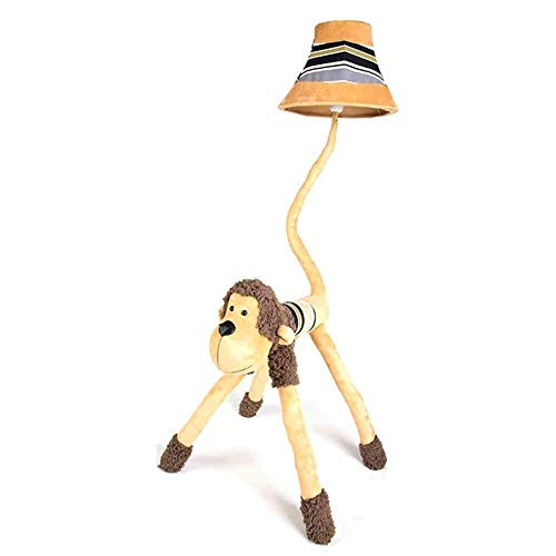 ZYLZL Plush Fabric Monkey Children'S Room Floor Lamp,Creative Cute Floor Lights for Bedroom Living and Kids Room, Bulb Included,Remote Control Model