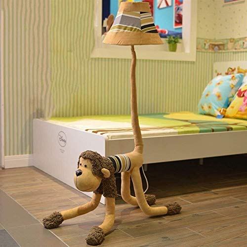 ZYLZL Plush Fabric Monkey Children'S Room Floor Lamp,Creative Cute Floor Lights for Bedroom Living and Kids Room, Bulb Included,Remote Control Model