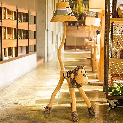 ZYLZL Plush Fabric Monkey Children'S Room Floor Lamp,Creative Cute Floor Lights for Bedroom Living and Kids Room, Bulb Included,Remote Control Model