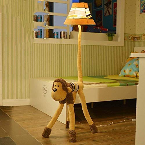 ZYLZL Plush Fabric Monkey Children'S Room Floor Lamp,Creative Cute Floor Lights for Bedroom Living and Kids Room, Bulb Included,Remote Control Model